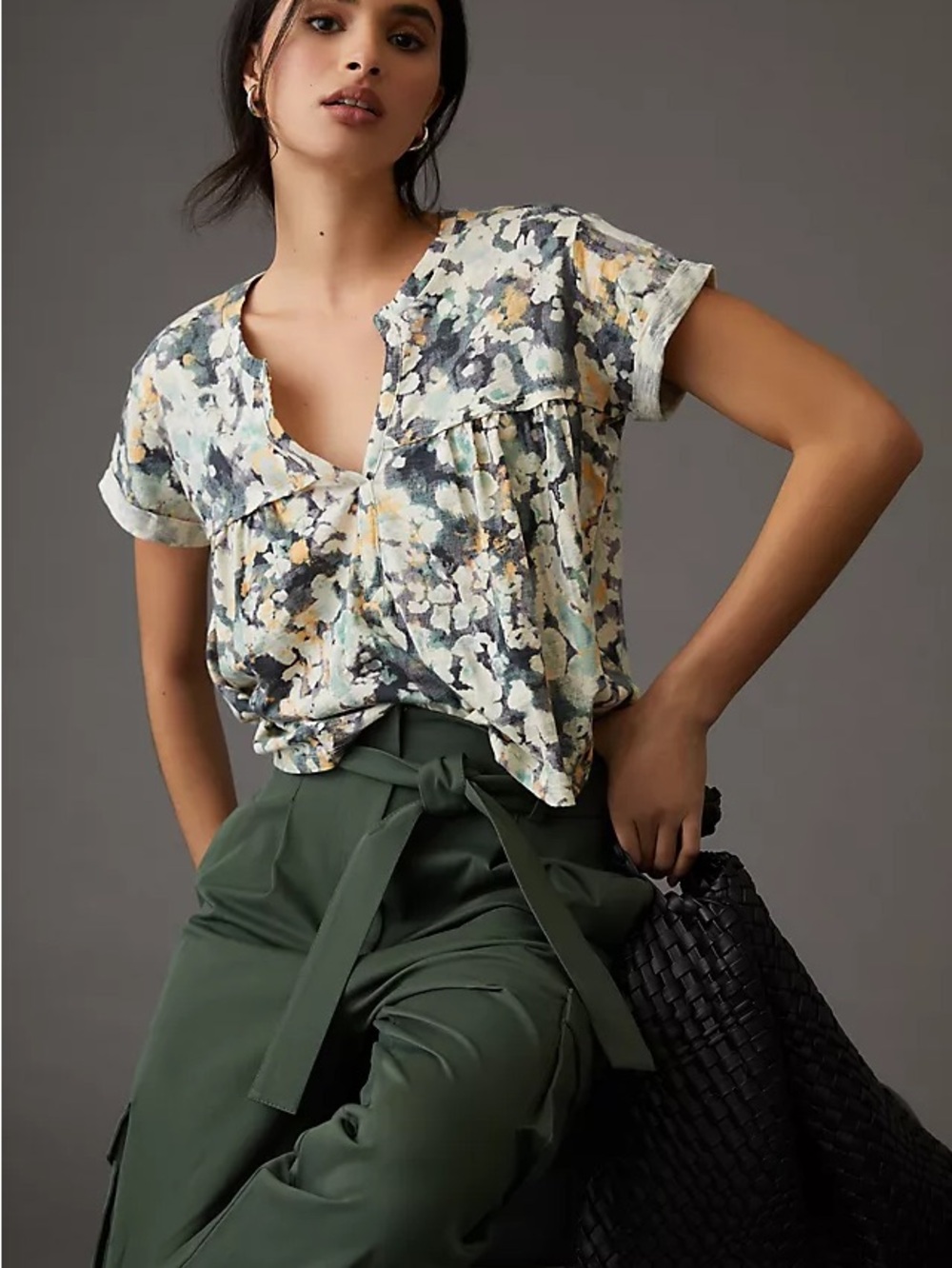 Anthropologie Pilcro Henley Baby-Doll Tee